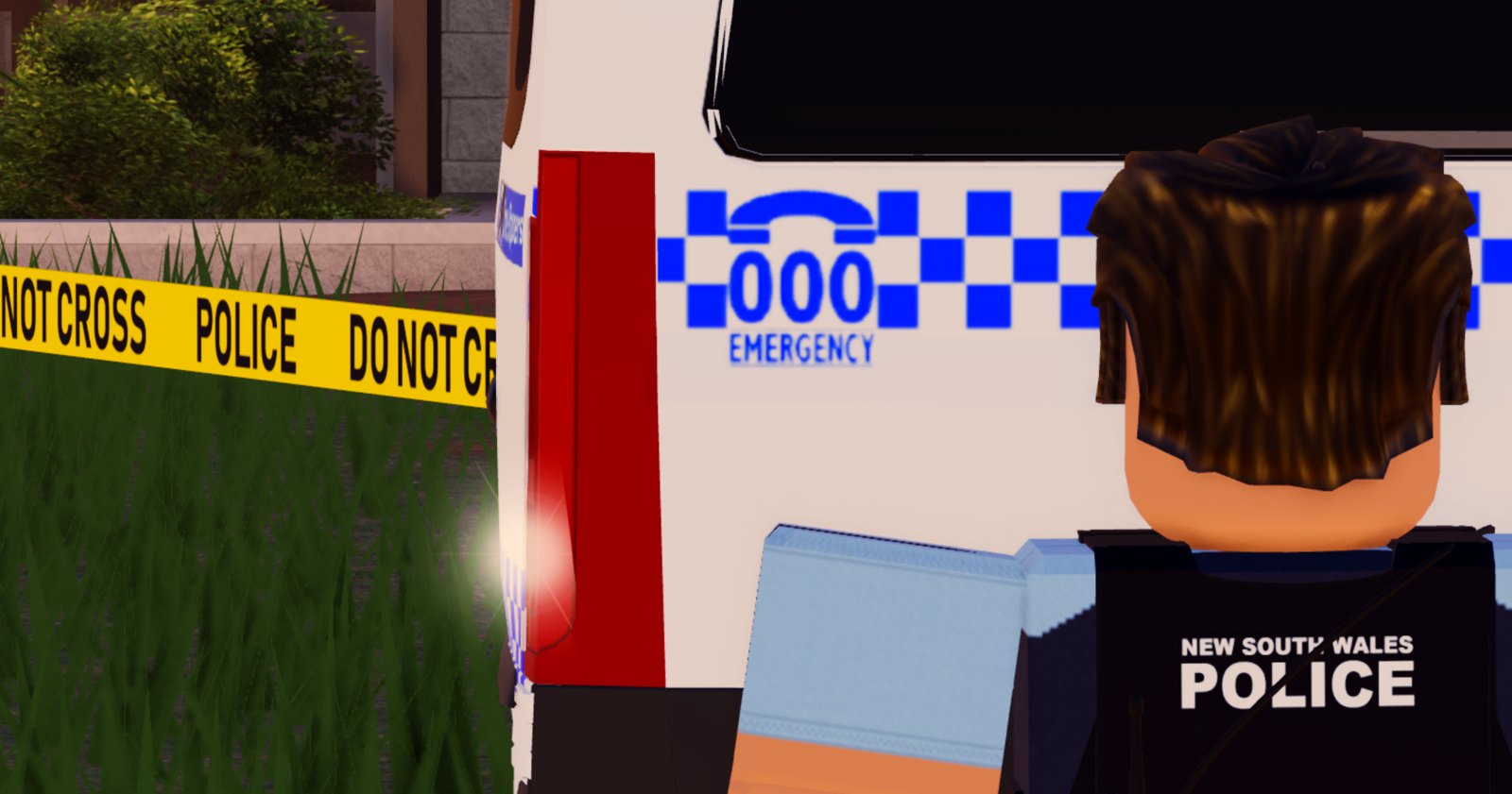 New South Wales police officer beside a Sydney police van
